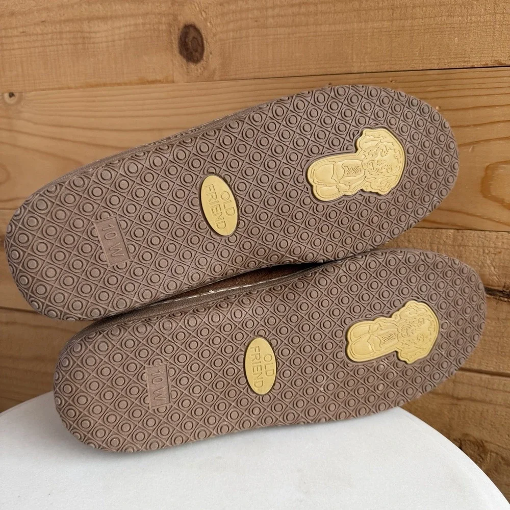 Old Friend Moc Toe Men's 10w Comfort‎ Slipper Durable Rubber Sole Cozy Loafer
